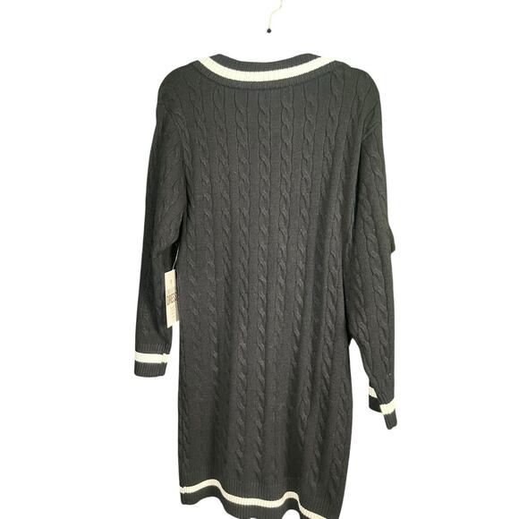 J for Justify Black Sweater Dress Women 1X V-Neck Cable Knit Preppy Bodycon NWT - Picture 11 of 13